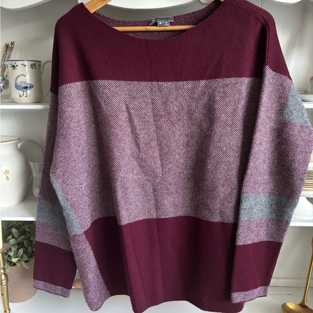 Vince Burgundy and Gray Crew Neck Sweater